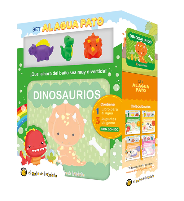 DINOSAURIOS (SET AL AGUA PATO) [LIBRO PARA EL AGUA+3 JUGUETES DE GOMA C/SONIDO] (ESTUCHE)